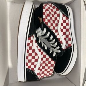 VANS SK8 M Shoes Red/White Checkered and Black Suede Pre-usted